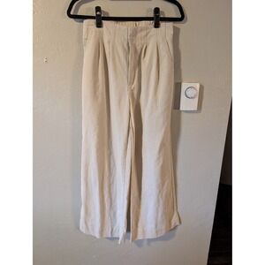Hunter and Brown Coastal Beige Linen Wide LegTrouser Pants Womens size Small